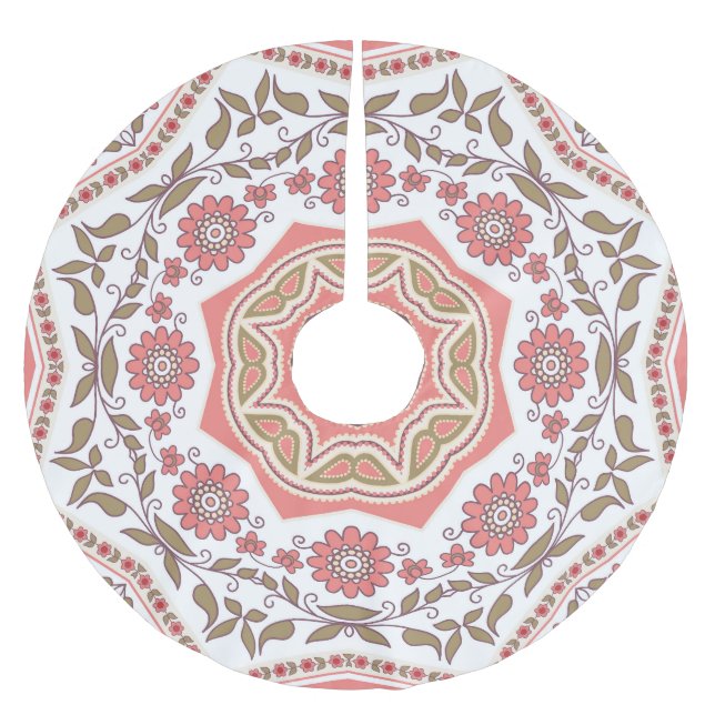 Mosaik Floral Star: Nahtloses Muster Polyester Weihnachtsbaumdecke (Vorderseite)