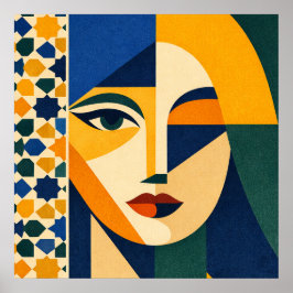 Mosaik-Frauenporträt-Kunst Geometrischer Boho-Plak Poster