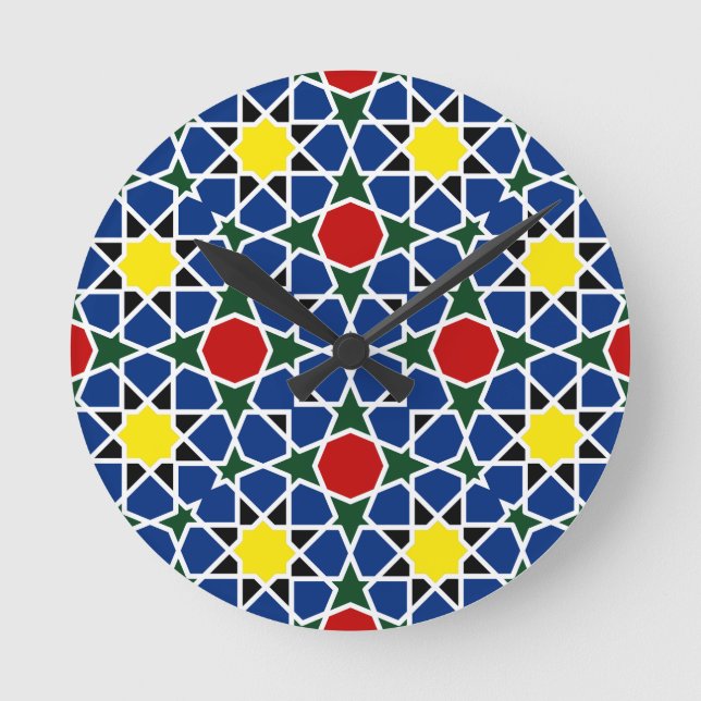 Mosaik Geometric Pattern Design Fliese Runde Wanduhr (Vorderseite)
