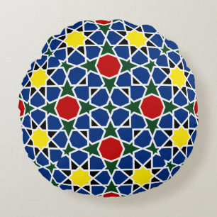 Mosaik Geometric Pattern Design Fliese Rundes Kissen