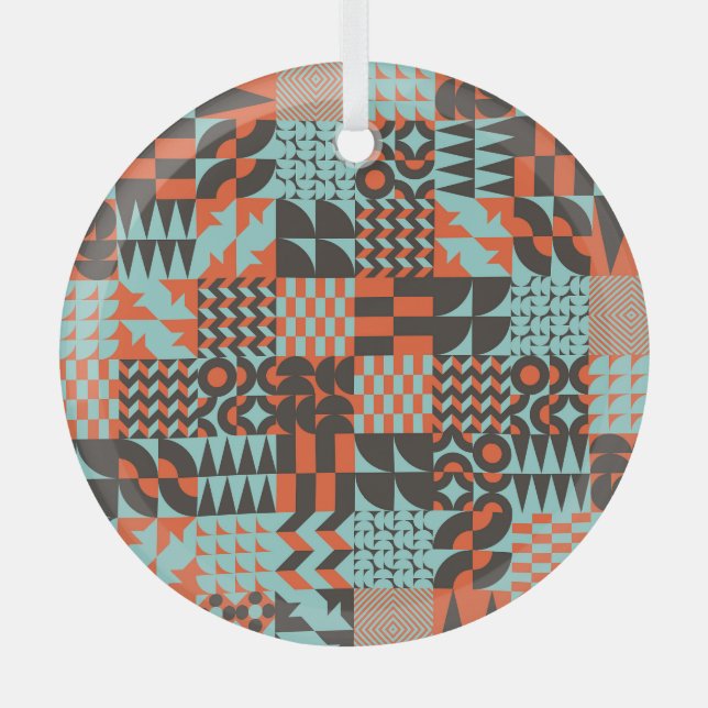 Mosaik geometrische Fliesen, nahtlos elegantes Mus Ornament Aus Glas (Vorderseite)