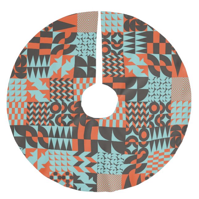 Mosaik geometrische Fliesen, nahtlos elegantes Mus Polyester Weihnachtsbaumdecke (Vorderseite)