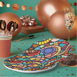 Mosaik, Gezeichnet im farbigen Stil Pappteller