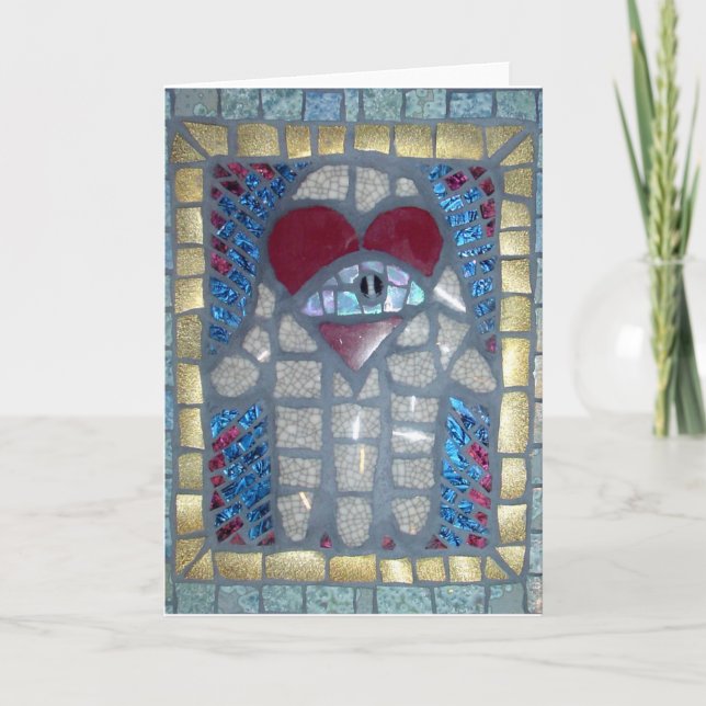 Mosaik Hamsa W/Heart und böser Blick Karte (Vorderseite)