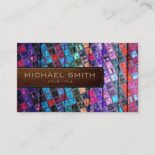 Mosaik-hölzerner eleganter lederner Blick #12 Visitenkarte