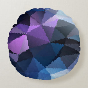 Mosaik in Blau- und Rosatönen Rundes Kissen