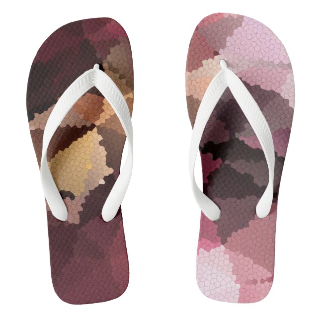 Mosaik in braun-rosa und gelben Farben Flip Flops (Fußbett)