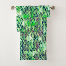 Mosaik in grünlichen Dreiecken mit Gradiententönen Badhandtuch Set