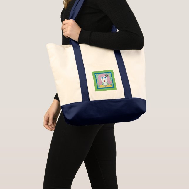 Mosaik - Ingrid mit grüner und blauer Grenze Tragetasche (Vorderseite (Produkt))