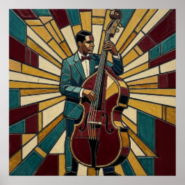 Mosaik-Jazzbassist-Poster Buntglas-Musik Poster