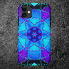 Mosaik Kaleidoscope Blume Blau Lila und Aquamarin Case-Mate iPhone Hülle
