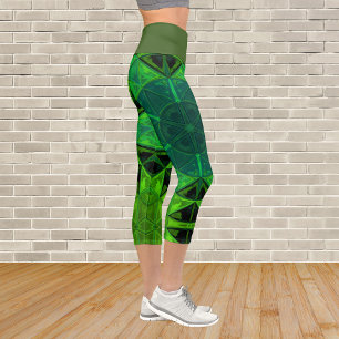 Mosaik Kaleidoscope Blume Grüne Leggings