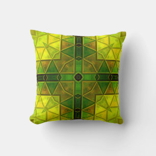 Mosaik Kaleidoscope Square grün und gelb Kissen