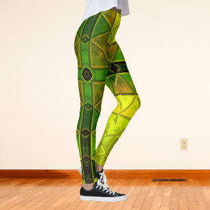 Mosaik Kaleidoscope Square grün und gelb Leggings
