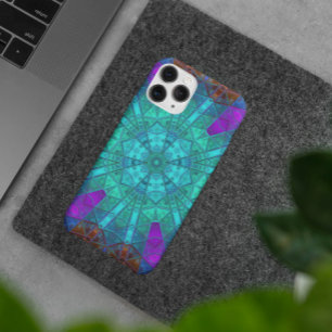 Mosaik Kaleidoskop Blume Blau Lila und Rot Case-Mate iPhone Hülle
