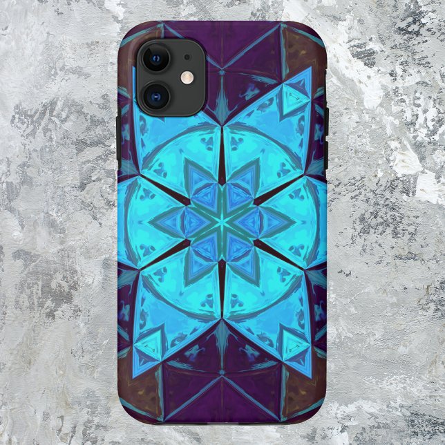 Mosaik Kaleidoskop Blume Blau und Lila Case-Mate iPhone Hülle (Von Creator hochgeladen)