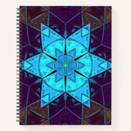 Mosaik Kaleidoskop Blume Blau und Lila Notizbuch