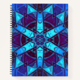 Mosaik Kaleidoskop Blume Blau und Lila Notizbuch