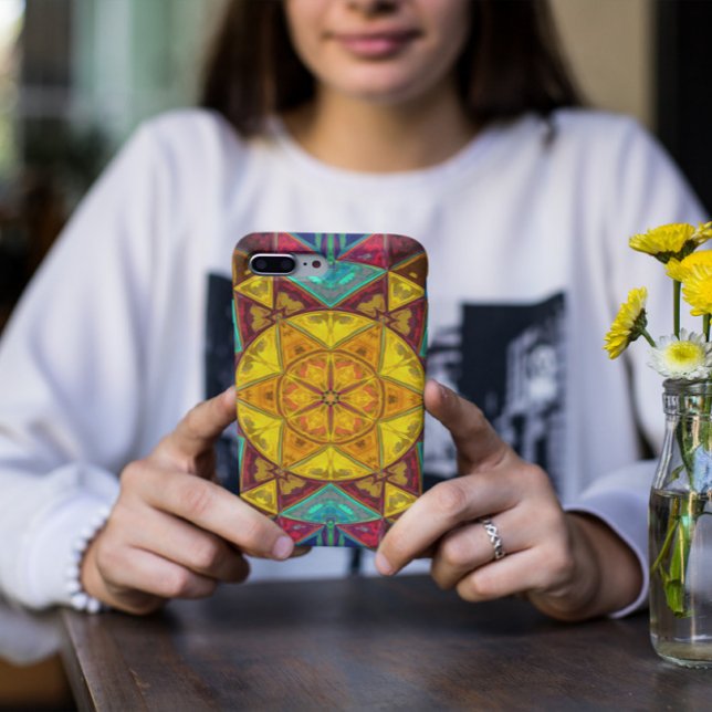 Mosaik Kaleidoskop Blume Gelb Blau und Rot Case-Mate iPhone Hülle (Von Creator hochgeladen)