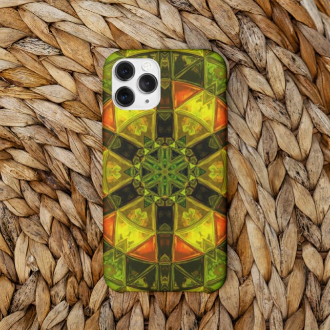 Mosaik Kaleidoskop Blume Gelb Grün und Orange Case-Mate iPhone Hülle (Von Creator hochgeladen)