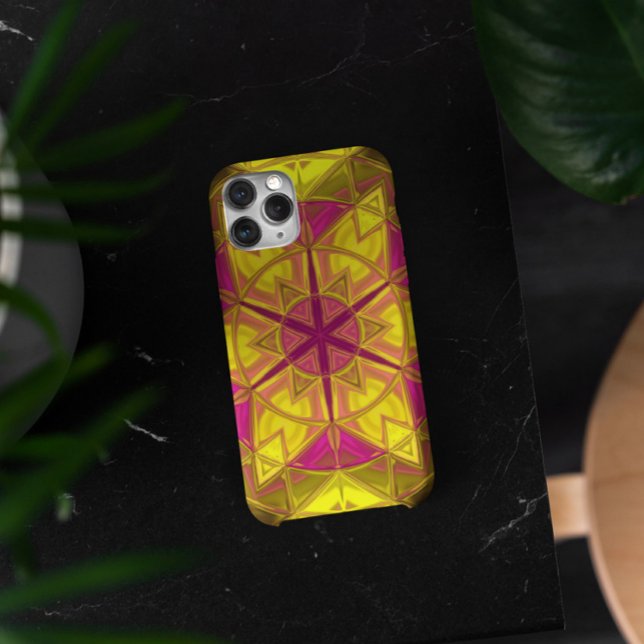 Mosaik Kaleidoskop Blume Gelb und Rosa Case-Mate iPhone Hülle (Von Creator hochgeladen)