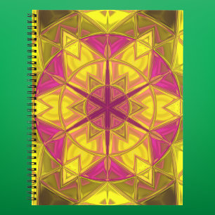 Mosaik Kaleidoskop Blume Gelb und Rosa Notizbuch