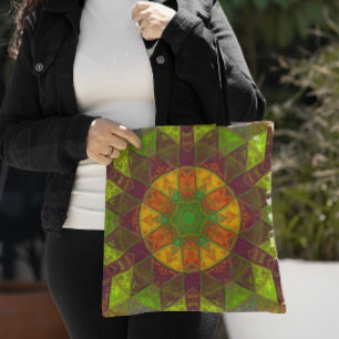 Mosaik Kaleidoskop Blume Grün Lila und Orange