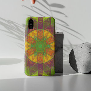 Mosaik Kaleidoskop Blume Grün Lila und Orange Case-Mate iPhone Hülle