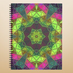 Mosaik Kaleidoskop Blume Grün rosa und Lila Notizbuch
