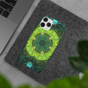Mosaik Kaleidoskop Blume Grün und Blau Case-Mate iPhone Hülle