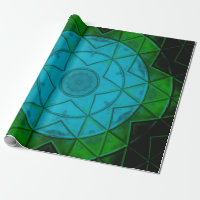 Mosaik Kaleidoskop Blume Grün und Blau