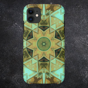 Mosaik Kaleidoskop Blume Grün und Braun Case-Mate iPhone Hülle