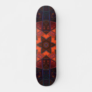 Mosaik Kaleidoskop Blume Lila Orange und Blau Skateboard