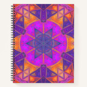 Mosaik Kaleidoskop Blume Lila Rosa und Gelb Notizbuch