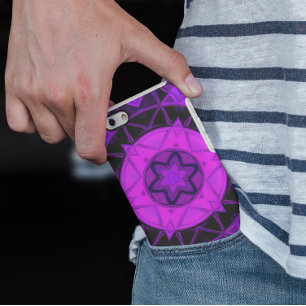 Mosaik Kaleidoskop Blume Lila und schwarz Case-Mate iPhone Hülle