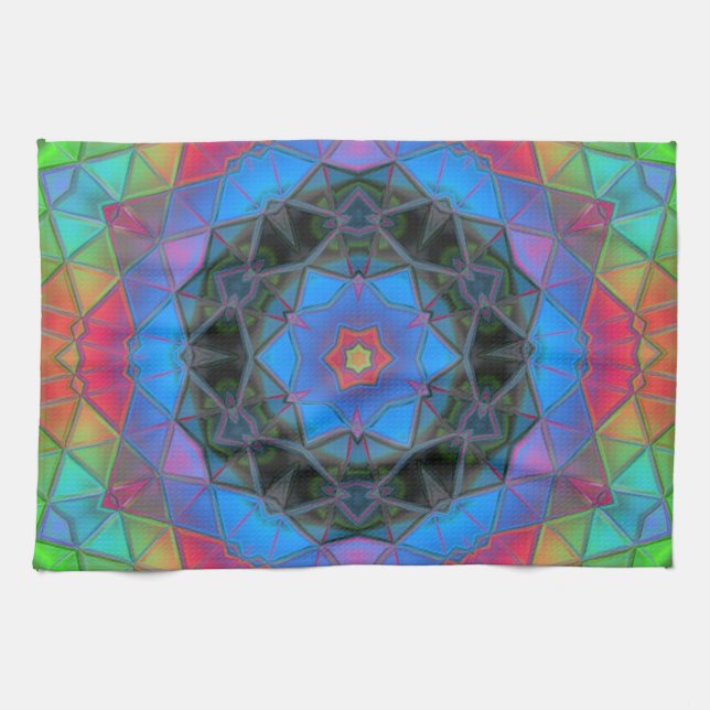 Mosaik Kaleidoskop Blume Rainbow Geschirrtuch (Horizontal)