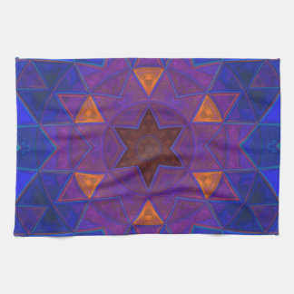 Mosaik Kaleidoskop Blume Rosa Blau und Gelb Geschirrtuch