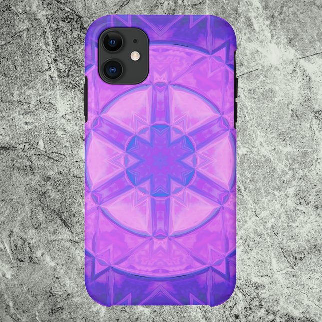 Mosaik Kaleidoskop Blume Rosa und Blau Case-Mate iPhone Hülle (Von Creator hochgeladen)