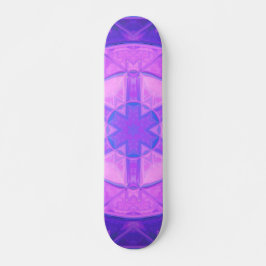Mosaik Kaleidoskop Blume Rosa und Blau Skateboard