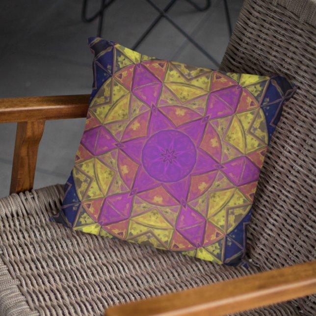 Mosaik Kaleidoskop Blume Rosa und Gelb Kissen (Von Creator hochgeladen)