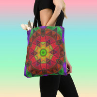Mosaik Kaleidoskop Blume Rot Grün und Lila