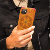 Mosaik Kaleidoskop Blume Rot Orange und Schwarz