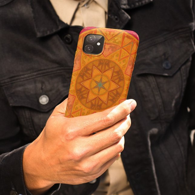 Mosaik Kaleidoskop Blume Rot Orange und Schwarz Case-Mate iPhone Hülle (Von Creator hochgeladen)
