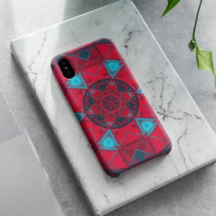 Mosaik Kaleidoskop Blume Rot und Blau Case-Mate iPhone Hülle