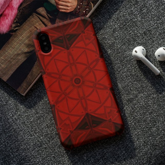 Mosaik Kaleidoskop Blume Rot und Schwarz Case-Mate iPhone Hülle (Von Creator hochgeladen)