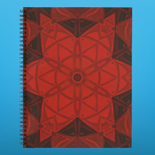 Mosaik Kaleidoskop Blume Rot und Schwarz Notizbuch