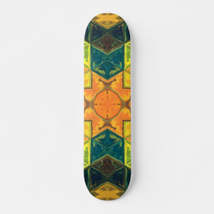Mosaik Kaleidoskop Orange Gelb und Grün Skateboard