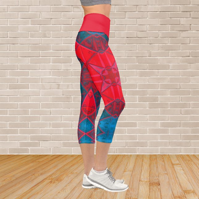 Mosaik Kaleidoskop Rot- und Blaue Leggings (Von Creator hochgeladen)