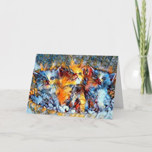 Mosaik Kittens Blank Grußkarte Dankeskarte (Vorderseite)