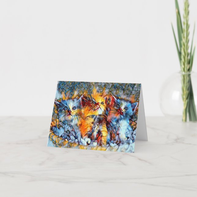 Mosaik Kittens Blank Grußkarte Dankeskarte (Vorderseite)